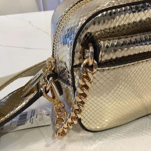 Michael Michael Kors Maisie Metallic Gold 2 in 1 Camera Crossbody Bag NWT $498 - Picture 6 of 12